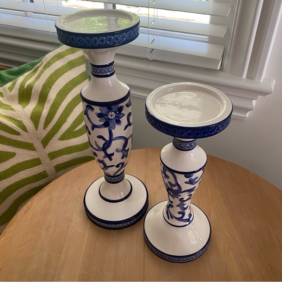 Ralph Lauren Mandarin Blue Candlesticks - Picture 3 of 8